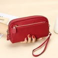 thumbnail image 1 of Genuine Leather Women Double Zip Wallet 2024 new Ladies Clutch Purse Cowhide Wristlet Bag Coin Purse Fashion Mobile Phone Bags, 1 of 6