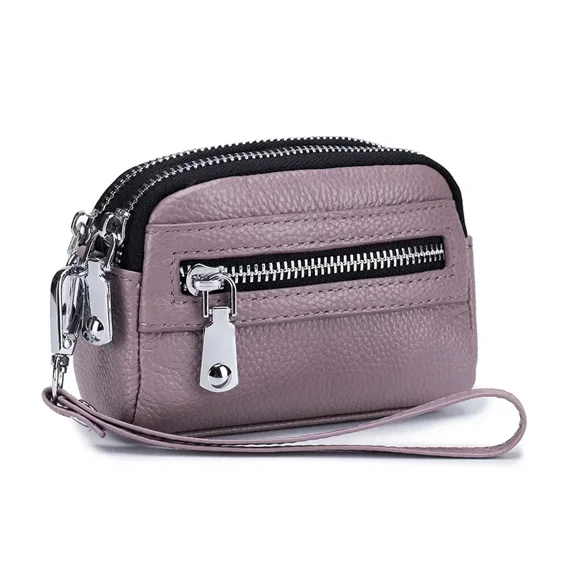 Genuine Leather Women Wallet Short Ladies Leather Wallets Large Capacity Cowhide Purses Female Clutch Bag Handbag Coin Purse (purple)
