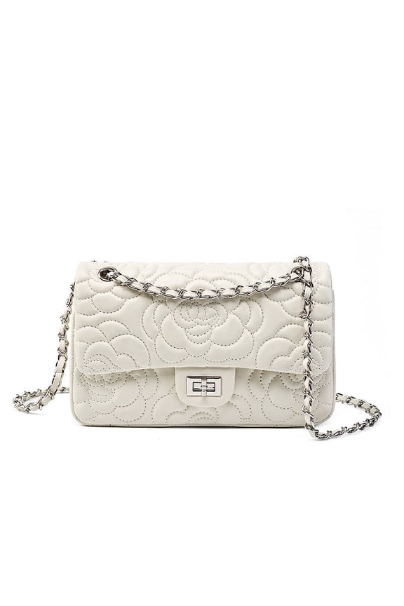 Genuine Leather Women's Bag Camellia Shoulder Bag Chain Lambskin Purse Handbag