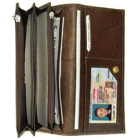 Genuine Leather Women's Checkbook Clutch Wallet Secretary Credit Card Organizer New