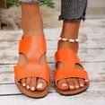 thumbnail image 1 of Genuine Leather Women's Sandals with Memory Foam Natural Cork Fashionable And Casual Summer Style Outer Wear Flat Hollow Solid Color Soft Bottom Sandals, 1 of 8