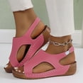 thumbnail image 1 of Genuine Leather Women's Sandals with Memory Foam Natural Cork Fashion Casual Summer Large Size Solid Color Open Toe Thick Bottom Wedge Sandals, 1 of 5