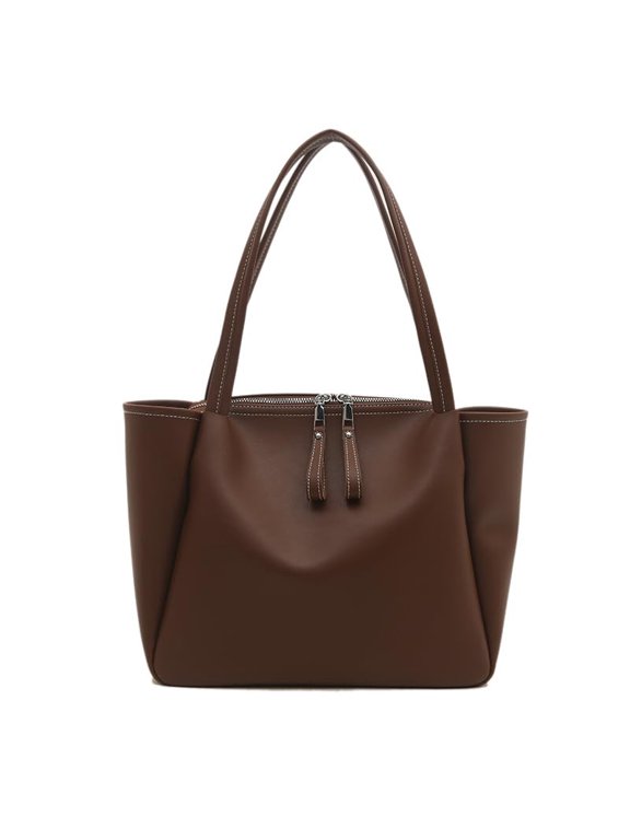 Genuine Leather Work Tote Bag, 15.6 Inch Laptop Purse with Zip Compartments, Large Office Handbag