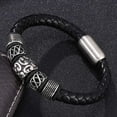 thumbnail image 1 of Genuine Leather Woven Stainless Steel Bracelet, 1 of 2