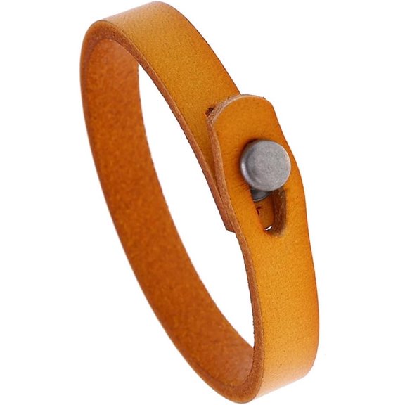 Genuine Leather Wrap Wristband for Men Vintage Punk Style Cowhide Leather Cuff Bracelet Adjustable Handmade Bangle for Daily Wear Costume Jewelry Party Cosplay Gift(Yellow) for DIY