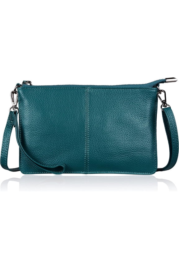 Genuine Leather Wristlet Clutch Wallet Purses Small Crossbody Bags for Women with RFID Blocking Card Slots