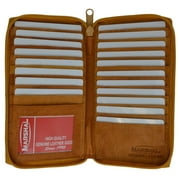 Genuine Leather Zip Around Credit Card Organizer Wallet with ID Window 729 CF