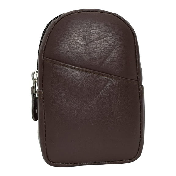 Genuine Leather Zipper Around Cigarette Case Holder and Lighter Pouch for Men & Women 100's Brown