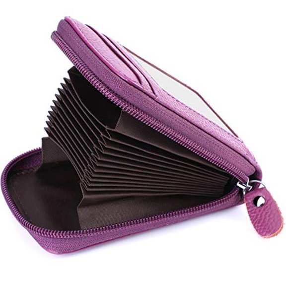 Genuine Leather Zipper Credit Card Wallet | Anti-Theft RFID Blocking Card Holder for Men & Women