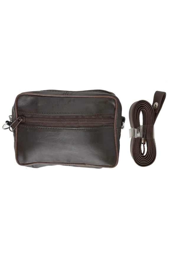 Genuine Leather Zippered Organizer Pouch with Detachable Shoulder Strap 115 (C)