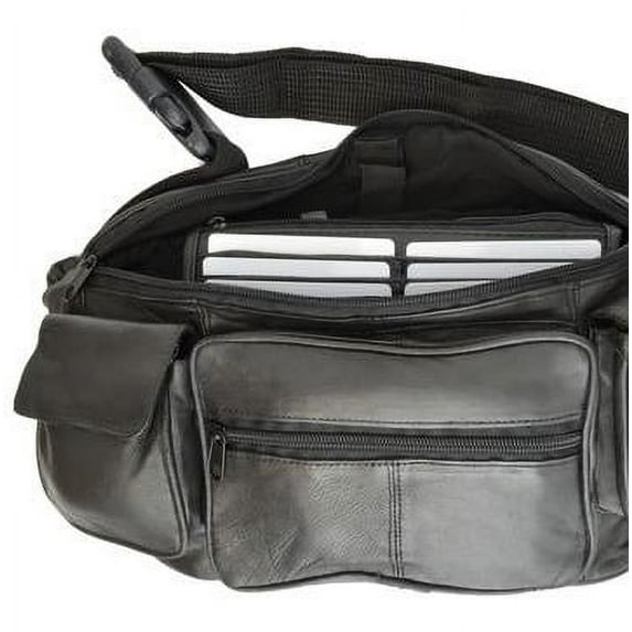 Genuine Leather men's women's travel phone holder Waist Pouch/Fanny pack Black 405