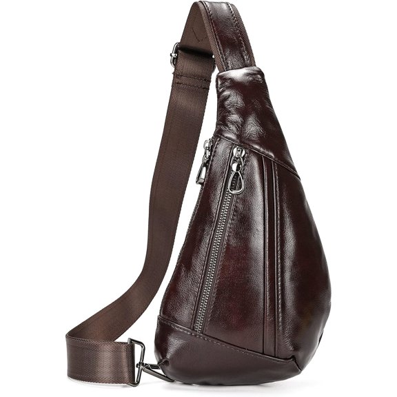 Genuine Leather sling bag for men casual crossbody backpack small shoulder bag chest bag for Travel