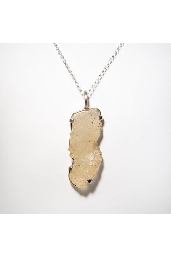 Genuine Libyan Desert Glass Pendant (10.4 grams) with 18" Sterling Silver Chain