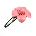thumbnail image 1 of Genuine Light Pink Leather Sweet Azalea Flower Hair Barrette Pinch Clip, 1 of 3
