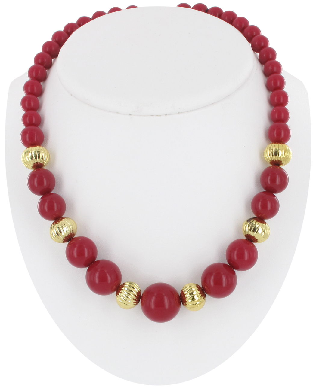 Beaded Golden Raspberry Genuine Lucite Graduated Beaded Necklace 19