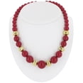 thumbnail image 1 of Genuine Lucite Graduated Beaded Necklace 19" Gold Tone Red Raspberry Womens Adult Female, 1 of 1