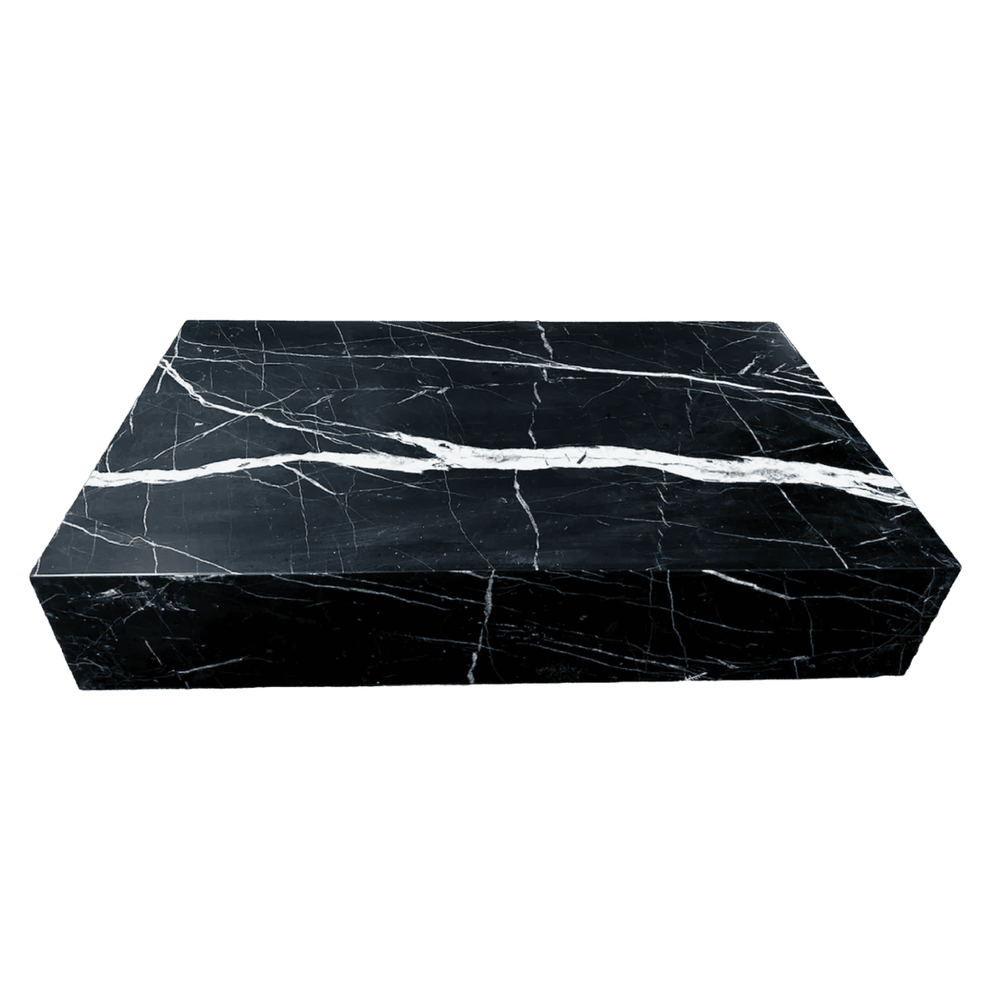 Genuine Marble Block Coffee Table - Black Marble, 54" Extra Large