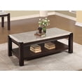 thumbnail image 1 of Genuine Marble Top Cocktail Table Dark Cherry Finish Wood Frame Contemporary Living Room Furniture 1pc Coffee Table, 1 of 5