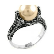 YEIDID INTERNATIONAL Genuine Marcasite And Sterling Silver Pearl Rings