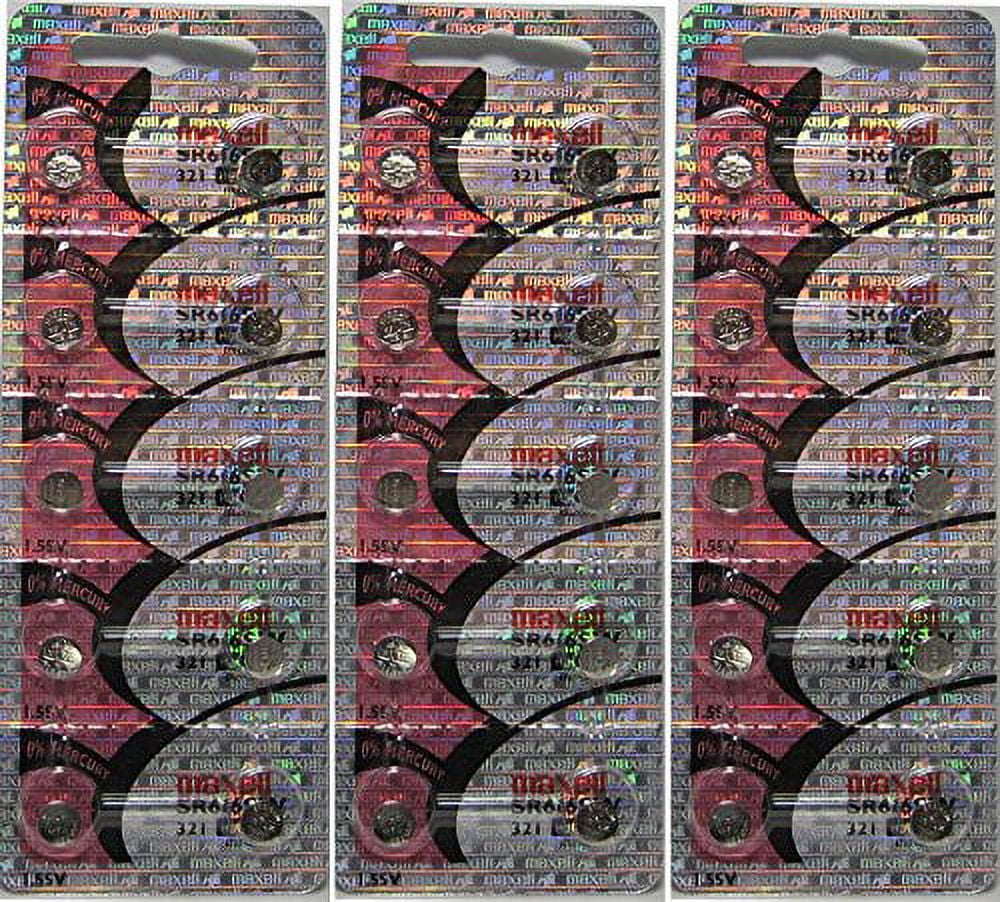 Genuine Maxell 321 SR616SW 1.55v Cell Button Battery x 30 - Walmart.com