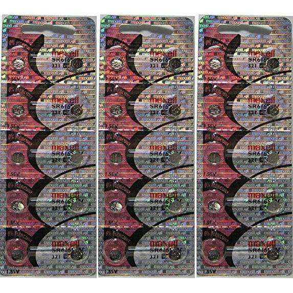 Genuine Maxell 321 SR616SW 1.55v Cell Button Battery x 30