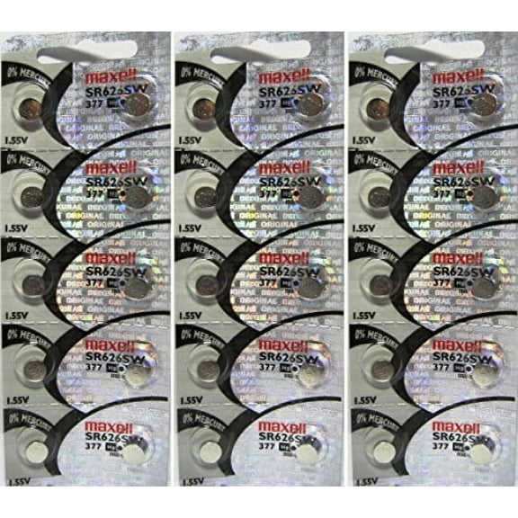 Genuine Maxell 377 SR626SW 1.55v Cell Button Battery x 30