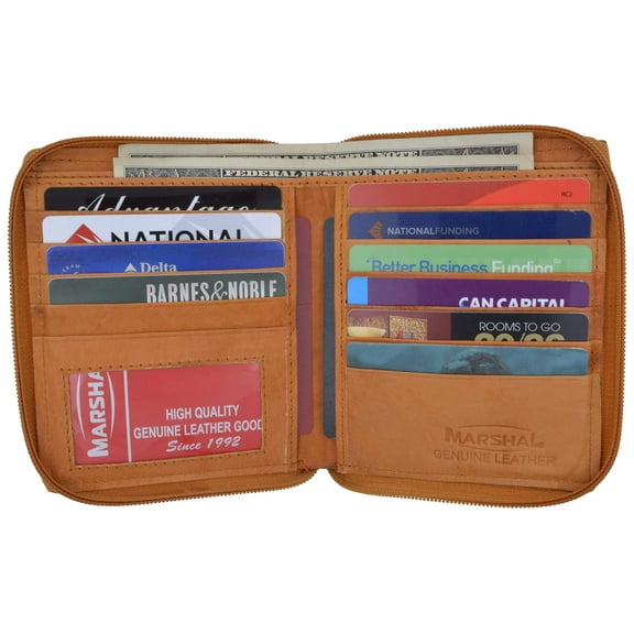 Genuine Mens Leather Zippered Card ID Holder Wallet 702 CF