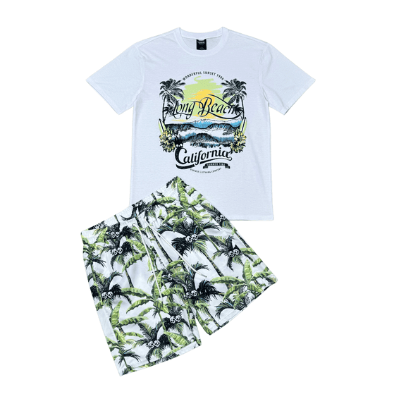 Genuine Mens Long Beach California Tshirt Short Set Streetwear Fashion