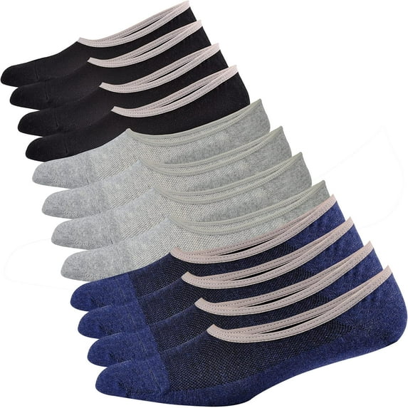 Genuine Mens No Show Socks, Loafer Sneakers Low Cut Cotton Socks With Non Slip Grips