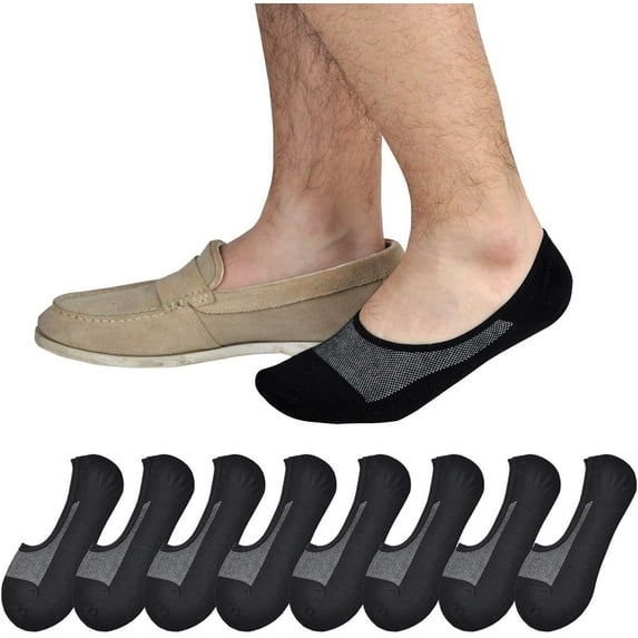 Genuine Mens No Show Socks, Loafer Sneakers Low Cut Cotton Socks With Non Slip Grips