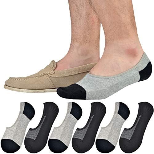 Genuine Mens No Show Socks, Loafer Sneakers Low Cut Cotton Socks With Non Slip Grips