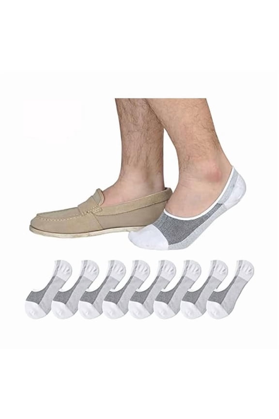 Genuine Mens No Show Socks, Loafer Sneakers Low Cut Cotton Socks With Non Slip Grips