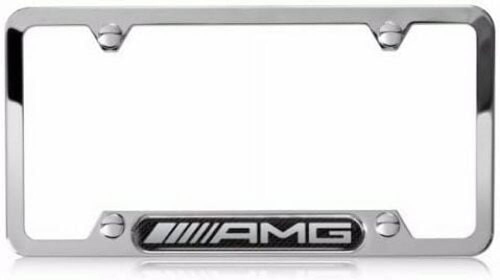 Genuine Mercedes-Benz License Plate Frame AMG Stainless Steel w/ Carbon Fiber OE