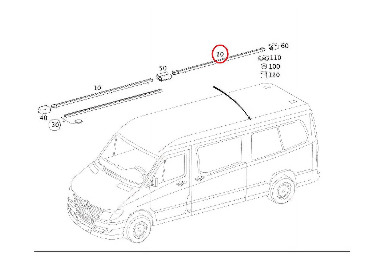 Genuine MercedesBenz Sprinter Roof Rack Rail Rear OE 9068500468