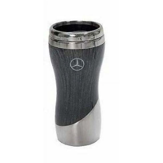 Genuine Mercedes Stainless Steel Wood Grain Tumbler Coffee Mug Grey MHD135GY