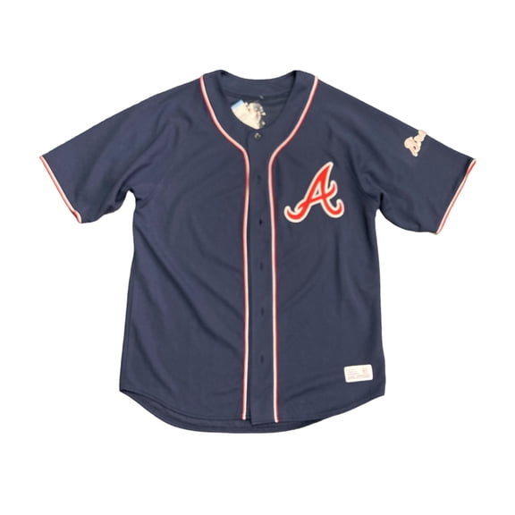 Genuine Merchandise Men's Short Sleeve Button Down MLB Jersey (Navy, XL)
