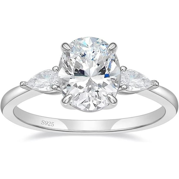 Genuine Moissanite Diamond Ring 2 CT Oval Cut Engagement Ring 14K Solid White Gold Ring Perfect for Anniversary Gift