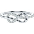 thumbnail image 1 of Genuine Moissanite Solid 14k White Gold Intertwined Tie The Infinity Love Knot Simulated Diamond Petite Ring Promise Ring, 1 of 1