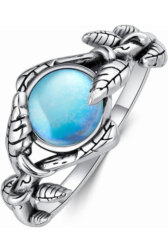 Genuine Moonstone Ring for Women 925 Sterling Silver Leaf Moonstone Ring Minimalist Statement Band Finger Ring Dainty Trendy with Box for Women Size 5-9