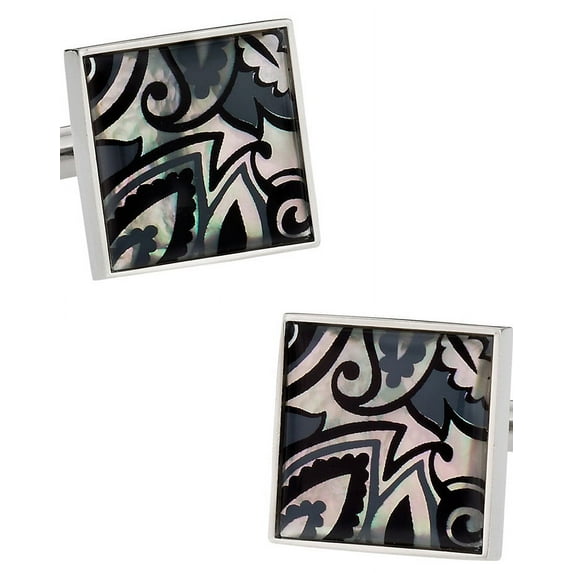 Genuine Mother of Pearl Black Gray Cufflinks by Cuff-Daddy