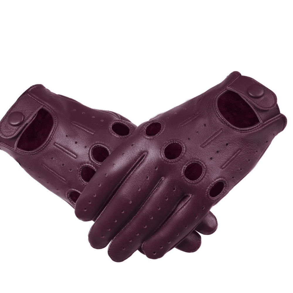 Genuine Motorcycle Leather Gloves Men's Leather Driving Gloves With Knuckle Holes