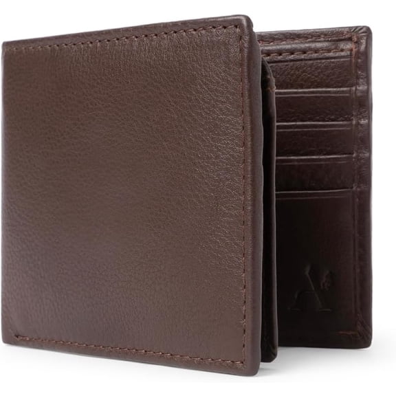 Genuine Nappa Leather Wallet for Men |  Blocking | Soft and Stylish Bifold Wallet with 8 Credit Card holder, 2 ID slots and 2  Pockets | Brown