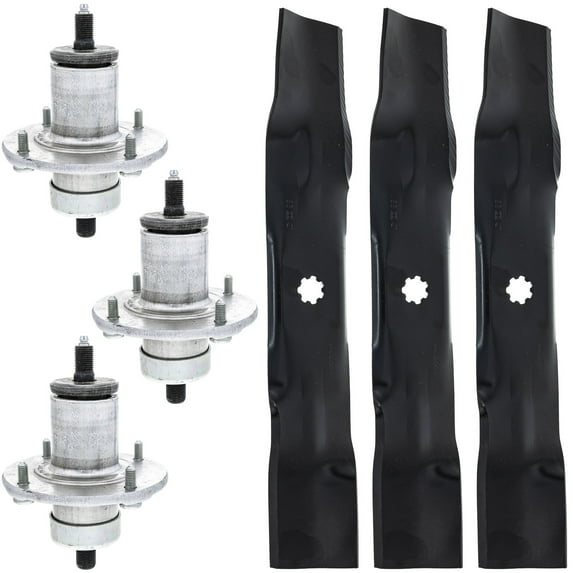 Genuine OEM Spindle and Blade 3 Pack John Deere Z245 Z355E AM137483 GX21784