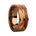 thumbnail image 1 of Genuine Olive Wood Twin Inlay Brown Titanium Wedding Ring for Men, 8mm, Size 10, 1 of 4