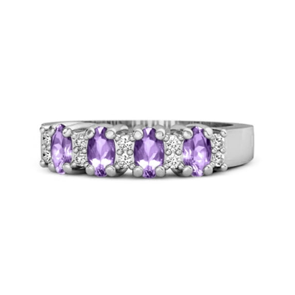 Genuine Oval 1.25 Cts Amethyst Four Stone 925 Sterling Silver Women Valentines Day Gifts Ring