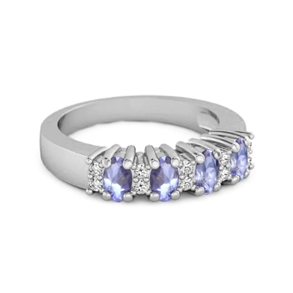 Genuine Oval 1.25 Cts Tanzanite Four Stone 925 Sterling Silver Women's Valentines Day Gifts Ring
