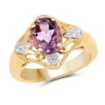 thumbnail image 1 of Genuine Oval Amethyst and White Topaz Ring in Sterling Silver - Size 7.00, 1 of 3