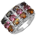 thumbnail image 1 of Genuine Oval Brown Tourmaline and Pink Tourmaline Ring in Sterling Silver - Size 7.00, 1 of 1