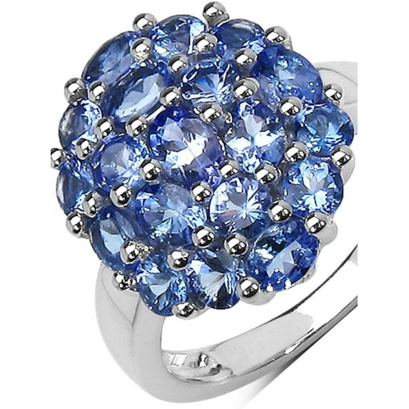 Genuine Oval Tanzanite Ring in Two Tone Plated Sterling Silver - Size 7.00