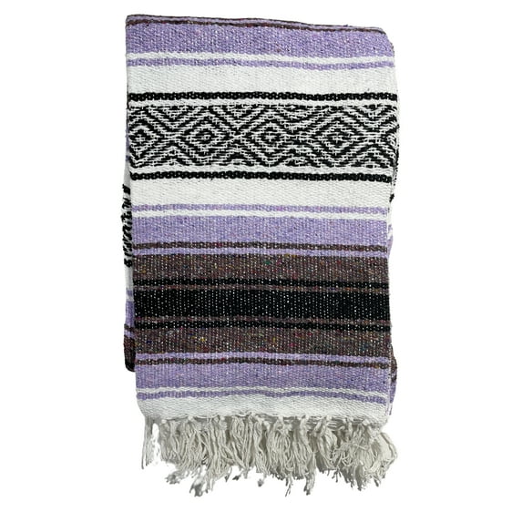 Genuine Oversized Artisan Mexican Falsa Lavander blanket (72inx48in) -Authentic Handcrafted Yoga Blanket, Beach Throw, Camping Essential, Picnic Mat, or Outdoor Wrap